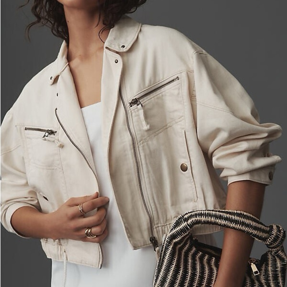 Anthropologie Pilcro Tidal Moto Utility Jacket Cropped